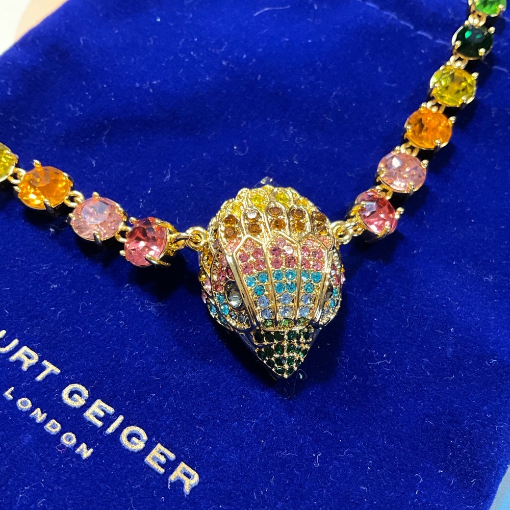 NWT$188 Kurt Geiger LONDON Pave Eagle Rainbow Rhinestone Necklace - Picture 5 of 6